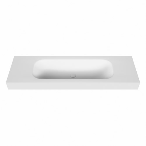 BIG medium Talc vrijhangende solid surface wastafel 151cm. Positie wasbak Midden. Rand 12cm hoog.-2