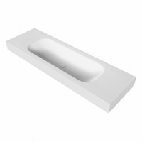 BIG medium Talc vrijhangende solid surface wastafel 151cm. Positie wasbak Midden. Rand 12cm hoog.-3