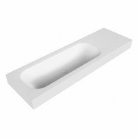 BIG medium Talc vrijhangende solid surface wastafel 150cm. Positie wasbak Links. Rand 12cm hoog.