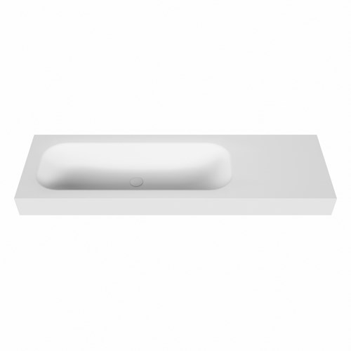 BIG medium Talc vrijhangende solid surface wastafel 150cm. Positie wasbak Links. Rand 12cm hoog.-2