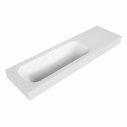 BIG medium Talc vrijhangende solid surface wastafel 160cm. Positie wasbak Links. Rand 12cm hoog.