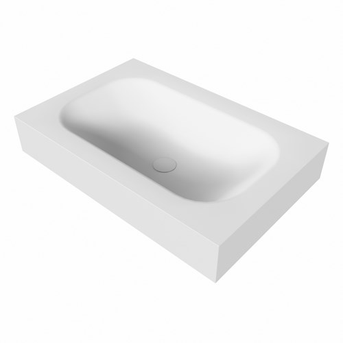 BIG small Talc vrijhangende solid surface wastafel 71cm. Positie wasbak Midden. Rand 12cm hoog.-3