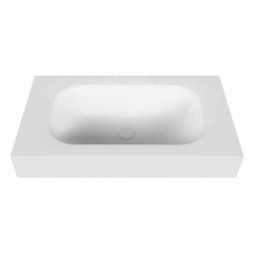 BIG small Talc vrijhangende solid surface wastafel 80cm. Positie wasbak Midden. Rand 12cm hoog.-2