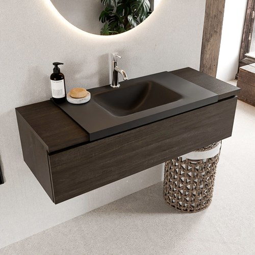 BUKLA 120cm mueble de baño Dark Brown 1 cajón. Lavabo CLOUD centro 1 orificio color Urban