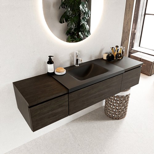 BUKLA 160cm mueble de baño con módulo 40 Dark Brown 3 cajones. Lavabo CLOUD centro 1 orificio color Urban