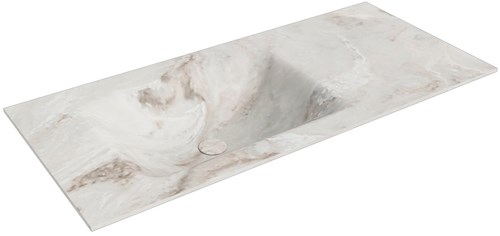 CLOUD Frappe solid surface inbouw wastafel 100cm. Positie wasbak Links.