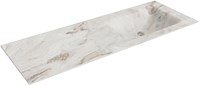 CLOUD Frappe solid surface inbouw wastafel 130cm. Positie wasbak Rechts.