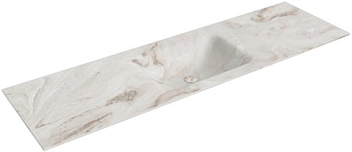 CLOUD Frappe solid surface inbouw wastafel 160cm. Positie wasbak Midden.