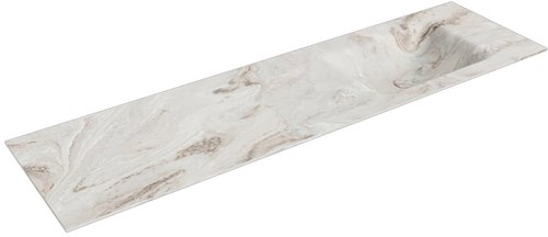 CLOUD Frappe solid surface inbouw wastafel 171cm. Positie wasbak Rechts.