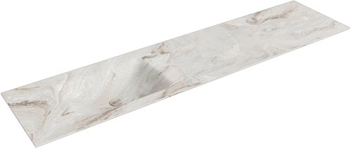 CLOUD Frappe Lavabo encastré solid surface 190cm. Position lavabo Gauche.