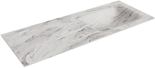 CLOUD Glace solid surface inbouw wastafel 121cm. Positie wasbak Rechts.