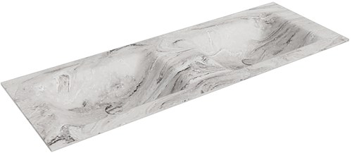 CLOUD Glace solid surface inbouw wastafel 130cm. Positie wasbak Dubbel.