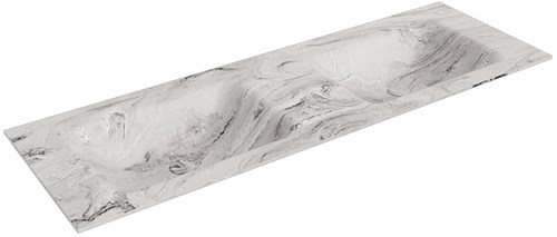 CLOUD Glace Einbauwaschbecken aus solid surface (mineralwerkstoff) 141cm. Waschbeckenposition Doppelt.