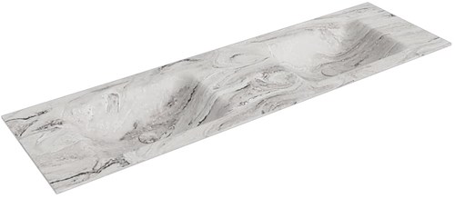 CLOUD Glace solid surface inbouw wastafel 161cm. Positie wasbak Dubbel.