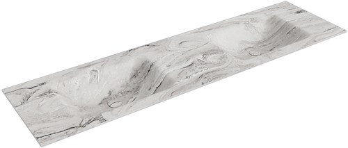 CLOUD Glace Einbauwaschbecken aus solid surface (mineralwerkstoff) 170cm. Waschbeckenposition Doppelt.