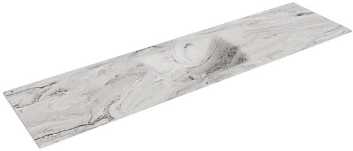 CLOUD Glace solid surface inbouw wastafel 180cm. Positie wasbak Midden.