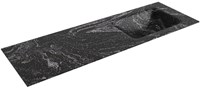 CLOUD Lava solid surface inbouw wastafel 141cm. Positie wasbak Rechts.