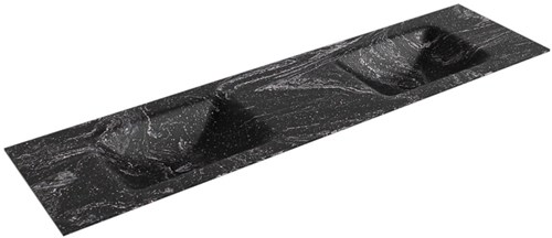 CLOUD Lava solid surface inbouw wastafel 181cm. Positie wasbak Dubbel.
