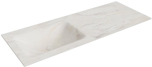 CLOUD Ostra solid surface inbouw wastafel 121cm. Positie wasbak Links.