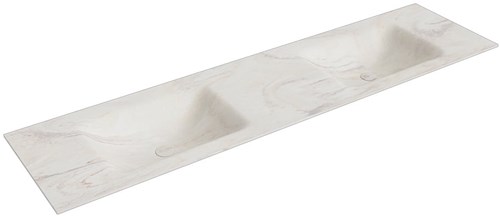 CLOUD Ostra solid surface inbouw wastafel 181cm. Positie wasbak Dubbel.