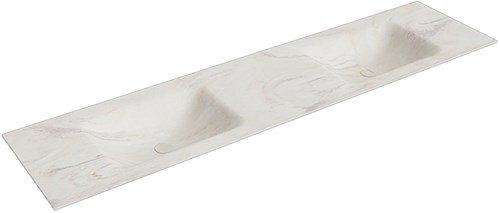 CLOUD Ostra solid surface inbouw wastafel 190cm. Positie wasbak Dubbel.