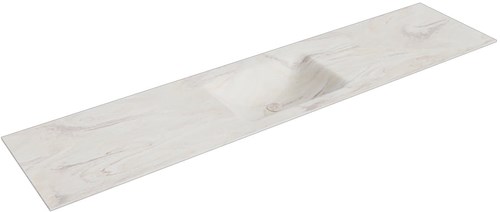 CLOUD Ostra Einbauwaschbecken aus solid surface (mineralwerkstoff) 200cm. Waschbeckenposition Mittig.