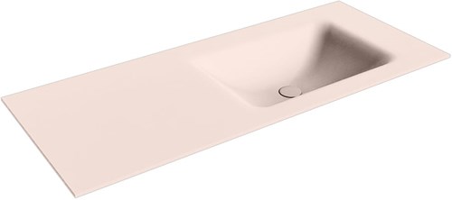 CLOUD Rosee solid surface inbouw wastafel 111cm. Positie wasbak Rechts.