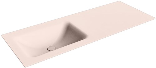 CLOUD Rosee solid surface inbouw wastafel 120cm. Positie wasbak Links.