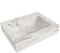 CLOUD Frappe Lavabo suspendido de solid surface 60cm. Posición del fregadero Centro borde de 12cm de alto.