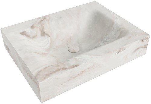 CLOUD Frappe Lavabo suspendido de solid surface 61cm. Posición del fregadero Centro borde de 12cm de alto.