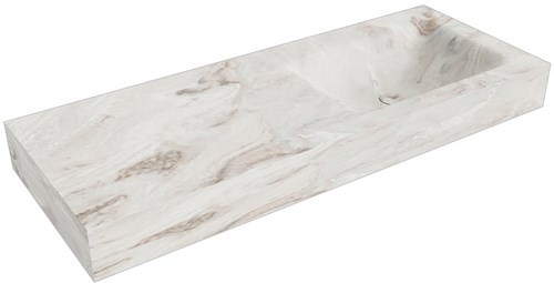 CLOUD Frappe Lavabo sospeso à parete solid surface 120cm. Posizione lavabo Rechts bordo 12cm.