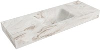 CLOUD Frappe freihängend Waschtisch aus solid surface (mineralwerkstoff) 131cm. Waschbeckenposition Mittig rand 12cm hoch.