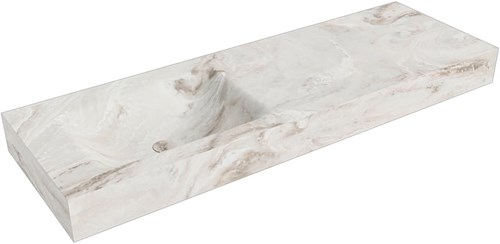CLOUD Frappe Lavabo mural solid surface 140cm. Position lavabo Gauche rebord 12cm.
