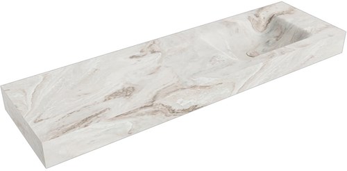 CLOUD Frappe Lavabo sospeso à parete solid surface 160cm. Posizione lavabo Rechts bordo 12cm.