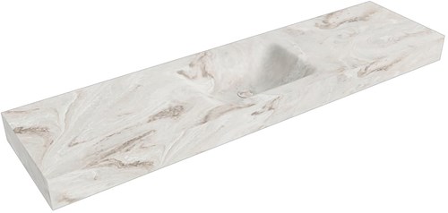 CLOUD Frappe vrijhangende wastafel 181cm. Positie wasbak Midden rand 12cm. 