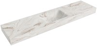 CLOUD Frappe freihängend Waschtisch aus solid surface (mineralwerkstoff) 190cm. Waschbeckenposition Mittig rand 12cm hoch.