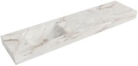 CLOUD Frappe freihängend Waschtisch aus solid surface (mineralwerkstoff) 191cm. Waschbeckenposition Links rand 12cm hoch.