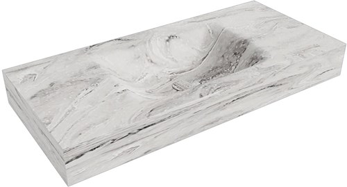 CLOUD Glace vrijhangende wastafel 100cm. Positie wasbak Midden rand 12cm. 