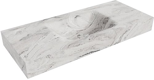 CLOUD Glace Lavabo sospeso à parete solid surface 111cm. Posizione lavabo Mittig bordo 12cm.