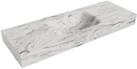 CLOUD Glace freihängend Waschtisch aus solid surface (mineralwerkstoff) 130cm. Waschbeckenposition Mittig rand 12cm hoch.
