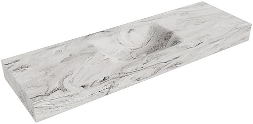 CLOUD Glace Lavabo sospeso à parete solid surface 151cm. Posizione lavabo Mittig bordo 12cm.