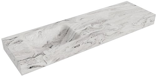 CLOUD Glace Lavabo sospeso à parete solid surface 161cm. Posizione lavabo Links bordo 12cm.