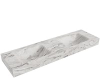 CLOUD Glace Lavabo suspendido de solid surface 160cm. Posición del fregadero Doble borde de 12cm de alto.