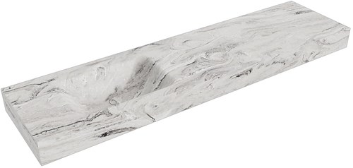 CLOUD Glace freihängend Waschtisch aus solid surface (mineralwerkstoff) 180cm. Waschbeckenposition Links rand 12cm hoch.