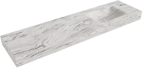 CLOUD Glace Lavabo mural solid surface 180cm. Position lavabo Droite rebord 12cm.