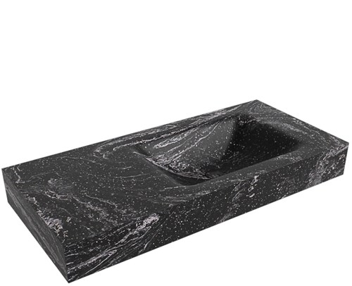 CLOUD Lava freihängend Waschtisch aus solid surface (mineralwerkstoff) 100cm. Waschbeckenposition Rechts rand 12cm hoch.