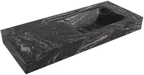 CLOUD Lava freihängend Waschtisch aus solid surface (mineralwerkstoff) 111cm. Waschbeckenposition Rechts rand 12cm hoch.