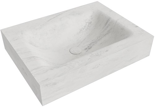 CLOUD Opalo Lavabo suspendido de solid surface 61cm. Posición del fregadero Centro borde de 12cm de alto.