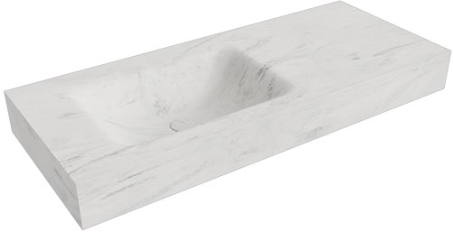 CLOUD Opalo vrijhangende wastafel 111cm. Positie wasbak Links rand 12cm. 