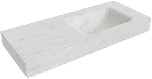 CLOUD Opalo vrijhangende wastafel 110cm. Positie wasbak Rechts rand 12cm. 